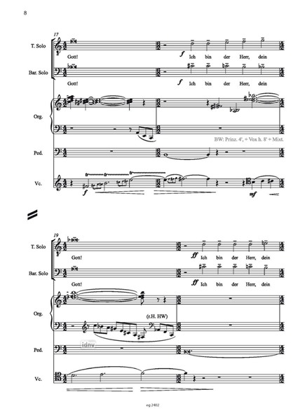 Das 1. Gebot für Tenor, Bariton, Violoncello und Orgel (2013) Das 1. Gebot für Tenor, Bariton, Violoncello und Orgel (2013)