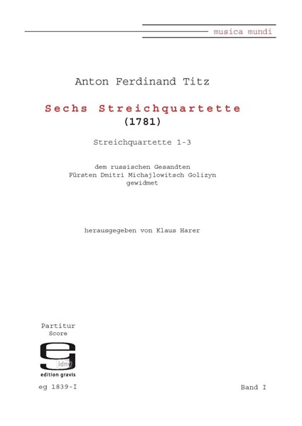 6 Streichquartette für Streichquartett (1781)