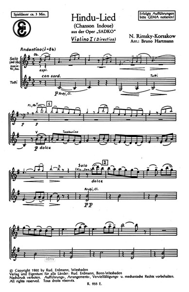 Hindu-Lied (Chanson Indoue) für Salon-Orchester Hindu-Lied (Chanson Indoue) für Salon-Orchester