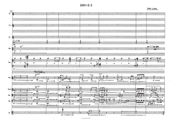 2001-E-2 für Flöte/Bassflöte, Englischhorn, Klarinette, Klavier, Percussion, 2 Violinen, Viola, Violoncello, Kontrabass (2001)