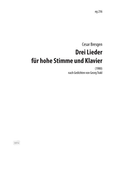 Drei Lieder für hohe Stimme und Klavier (1962-86)