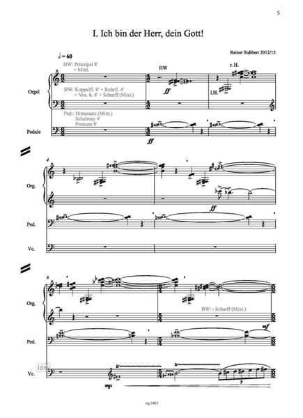 Das 1. Gebot für Tenor, Bariton, Violoncello und Orgel (2013) Das 1. Gebot für Tenor, Bariton, Violoncello und Orgel (2013)