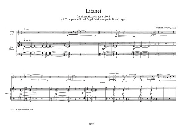 Litanei für einen Akkord mit Trompete(B) und Orgel (2003) Litanei für einen Akkord mit Trompete(B) und Orgel (2003)