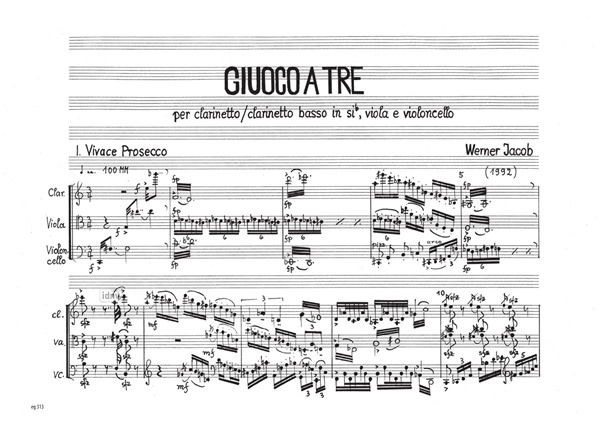 Giuoco a tre für Klarinette, Viola und Violoncello (1992) Giuoco a tre für Klarinette, Viola und Violoncello (1992)