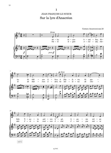 Neuf Odes d'Anacréon für Gesang und Harfe oder Klavier (1799, 1817) Neuf Odes d'Anacréon für Gesang und Harfe oder Klavier (1799, 1817)