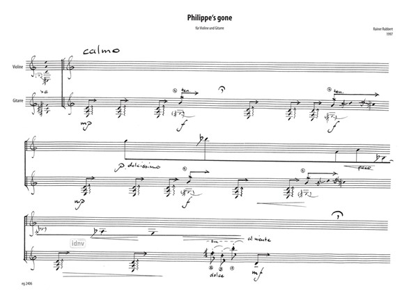 Philippe´s gone für präparierte Gitarre und Violine (1997) Philippe´s gone für präparierte Gitarre und Violine (1997)