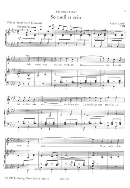 So muss es sein, Marie für Gesang und Klavier So muss es sein, Marie für Gesang und Klavier