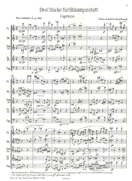 Drei Stücke für Bläserquintett Drei Stücke für Bläserquintett