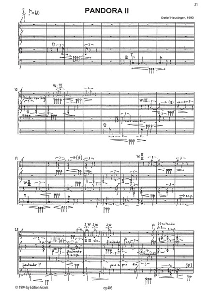 Pandora I und II für Streichquartett (1993/94)