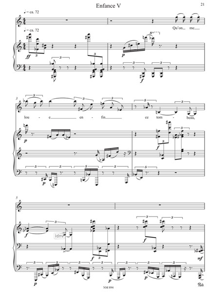 Vier Gesänge nach Arthur Rimbaud für hohen Sopran und Klavier