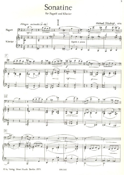 Sonatine für Fagott und Klavier Sonatine für Fagott und Klavier