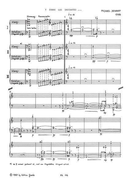 Y sobre los instantes ... für 3 Campanulen (Violoncelli) op. 47 (1986)