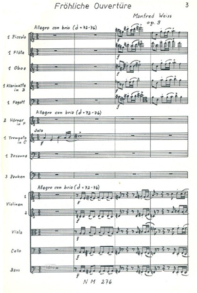 Fröhliche Ouvertüre für kleines Orchester op. 9 Fröhliche Ouvertüre für kleines Orchester op. 9