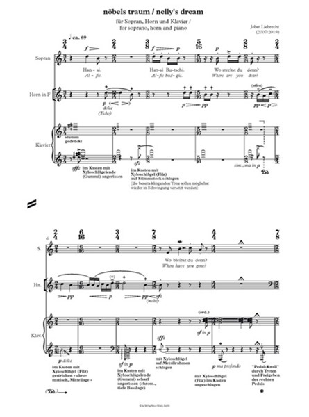 nöbels traum / nelly's dream für Sopran, Horn und Klavier (2007/2019)