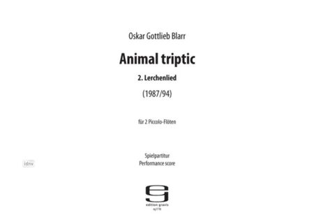 Animal triptic für 2 Piccolo-Flöten (1987)