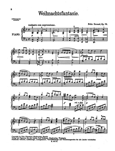 Weihnachtsfantasie op. 70 für Klavier Weihnachtsfantasie op. 70 für Klavier
