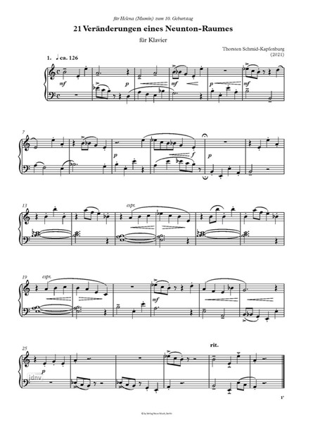 21 Veränderungen eines Neun-Ton-Raumes für Klavier (2021)