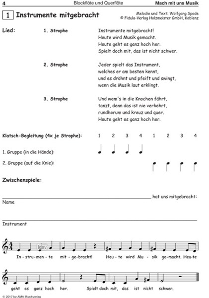 Mach mit uns Musik für Blockflöte/Querflöte Mach mit uns Musik für Blockflöte/Querflöte