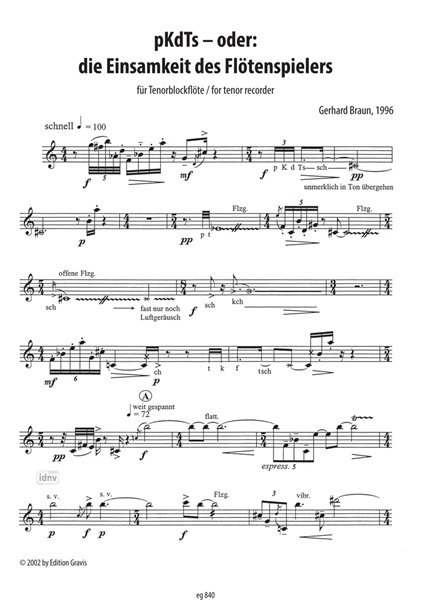 pKdTs oder: die Einsamkeit des Flötenspielers für Tenorblockflöte solo (1996) pKdTs oder: die Einsamkeit des Flötenspielers für Tenorblockflöte solo (1996)