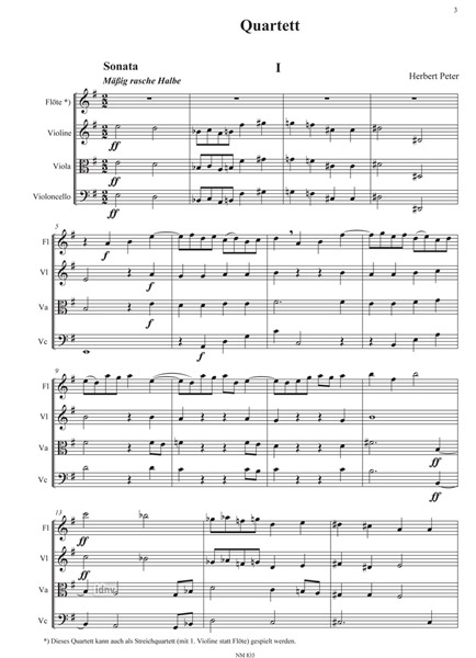 Quartett für Flöte, Violine, Viola und Violoncello Quartett für Flöte, Violine, Viola und Violoncello