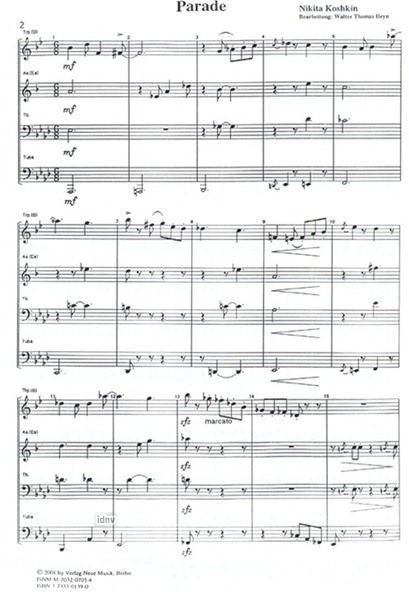 Parade für Trompete, Altsaxophon, Posaune und Tuba Parade für Trompete, Altsaxophon, Posaune und Tuba