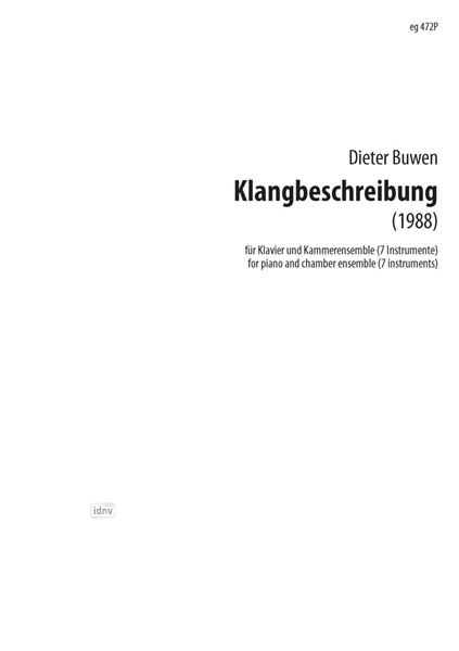 Klangbeschreibung für Klavier und Kammerensemble (1988)