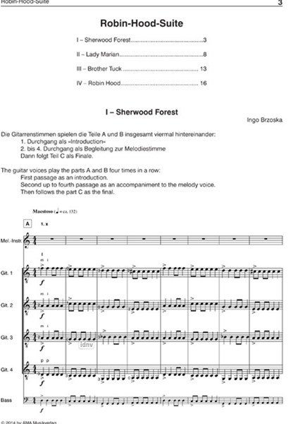 Robin-Hood-Suite für Melodieinstrument und Gitarrenquartett/Gitarrenorchester Robin-Hood-Suite für Melodieinstrument und Gitarrenquartett/Gitarrenorchester