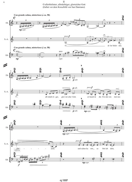 Lieder des heiligen Franziskus für Solosopran, Soloalt, kleiner gemischter Chor, Oboe, Englischhorn, Fagott und Cembalo mit Nebeninstrumenten (Triangel, Tamtam, Crotales ,Violoncello, Kontrabass) (2011) Lieder des heiligen Franziskus für Solosopran, Soloalt, kleiner gemischter Chor, Oboe, Englischhorn, Fagott und Cembalo mit Nebeninstrumenten (Triangel, Tamtam, Crotales ,Violoncello, Kontrabass) (2011)