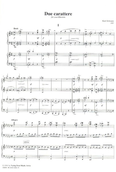 Due carattere für zwei Klaviere (1997) Due carattere für zwei Klaviere (1997)