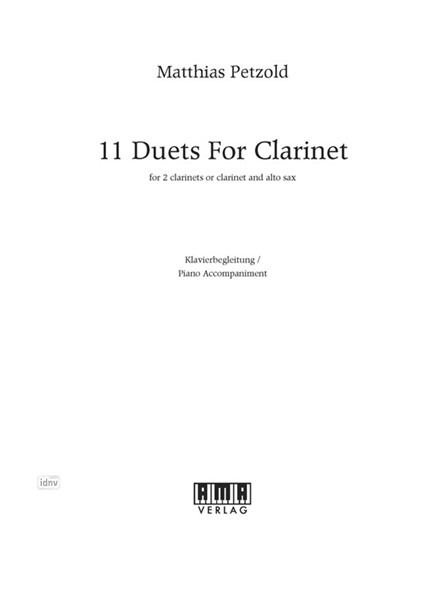 11 Duets for Clarinet - Klavierbegleitung für 2 Klarinetten oder Klarinette und Altsaxophon und Klavier