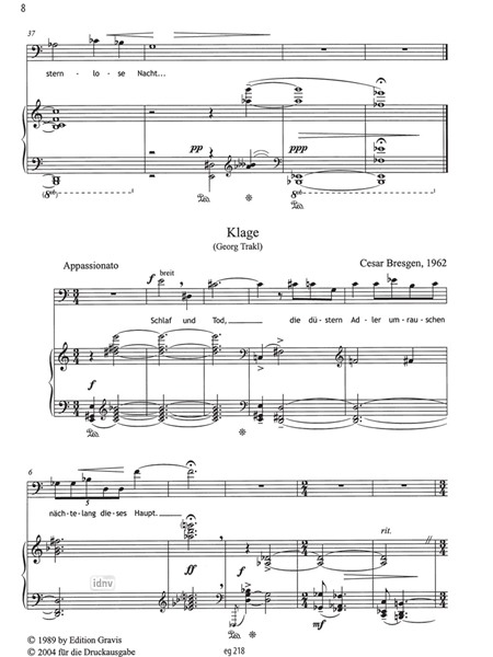 Vier Lieder für Bariton und Klavier (1962-86)