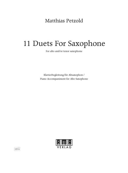 11 Duets for Saxophone - Klavierbegleitung