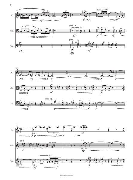 Fünf Sätze für Klarinette, Viola und Violoncello (2021)