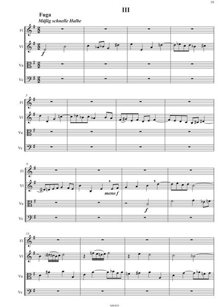 Quartett für Flöte, Violine, Viola und Violoncello Quartett für Flöte, Violine, Viola und Violoncello