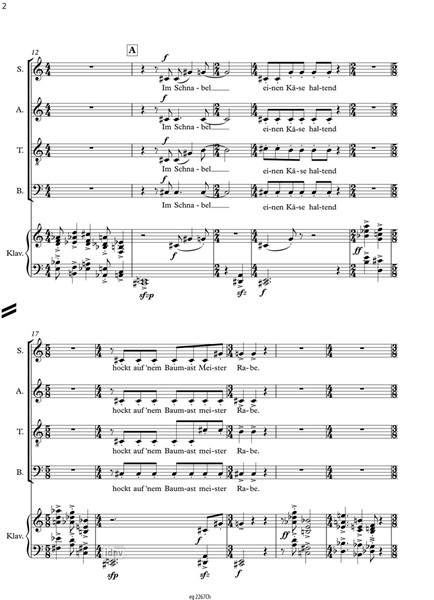 Der Rabe und der Fuchs für gemischten Chor und neun Instrumente (2015) Der Rabe und der Fuchs für gemischten Chor und neun Instrumente (2015)