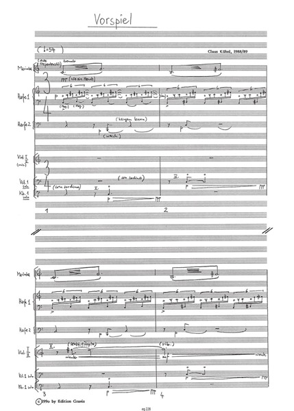La petite mort Musiktheater für 2 Mimen, Koloratursopran, Maskendarsteller, Orchester und Tonband (1988/) La petite mort Musiktheater für 2 Mimen, Koloratursopran, Maskendarsteller, Orchester und Tonband (1988/)