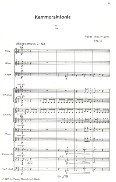 Kammersinfonie für Orchester (1970) Kammersinfonie für Orchester (1970)