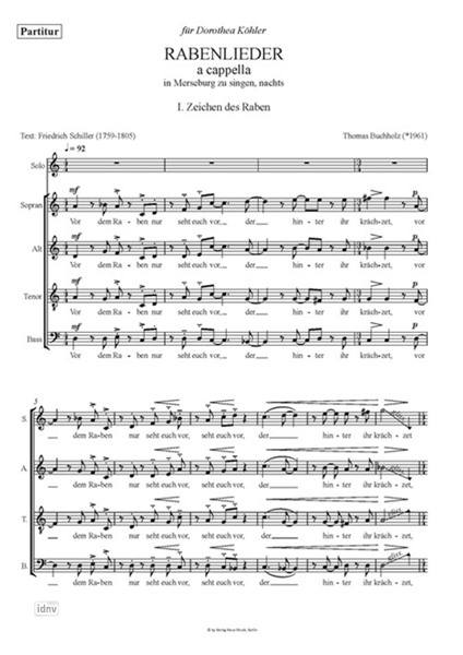 Rabenlieder für gemischten Chor a cappella (2019) Rabenlieder für gemischten Chor a cappella (2019)