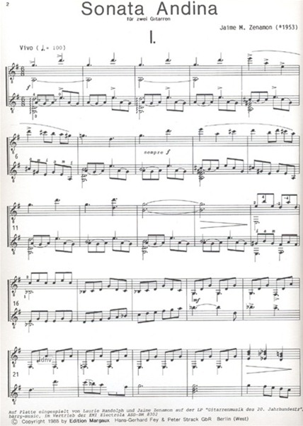 Sonata Andina für 2 Gitarren Sonata Andina für 2 Gitarren