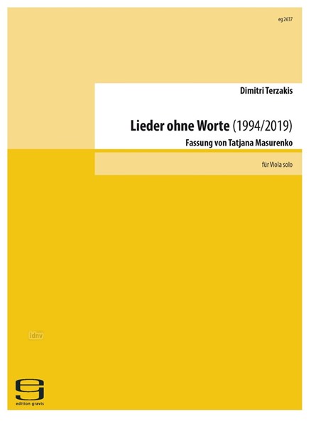 Lieder ohne Worte für Viola solo (1994/2019)