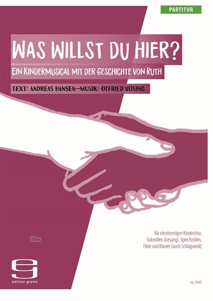 Was willst du hier? für einstimmigen Kinderchor, Solorollen (Gesang), Sprechrollen, Flöte und Klavier (auch Schlagwerk) (2016) Was willst du hier? für einstimmigen Kinderchor, Solorollen (Gesang), Sprechrollen, Flöte und Klavier (auch Schlagwerk) (2016)