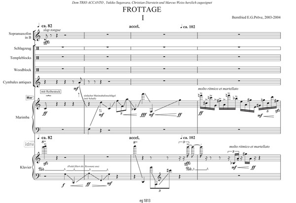 Frottage I–III für Saxophon, Schlagzeug und Klavier (2003-2005) Frottage I–III für Saxophon, Schlagzeug und Klavier (2003-2005)