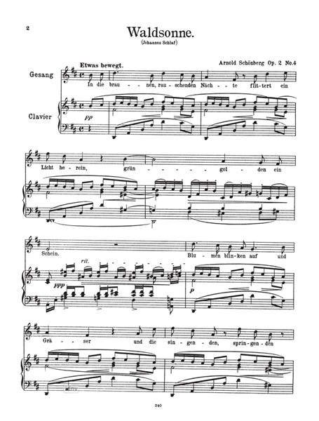 Waldsonne Op. 2 Nr. 4 für Gesang und Klavier Waldsonne Op. 2 Nr. 4 für Gesang und Klavier