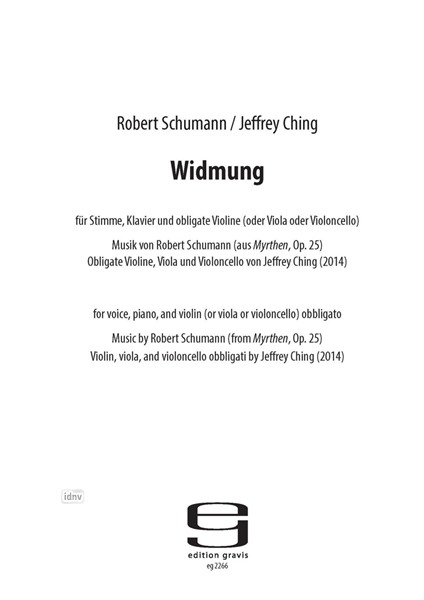 Widmung für Stimme, Klavier und Violine (oder Viola oder Violoncello) obbligato (2014)