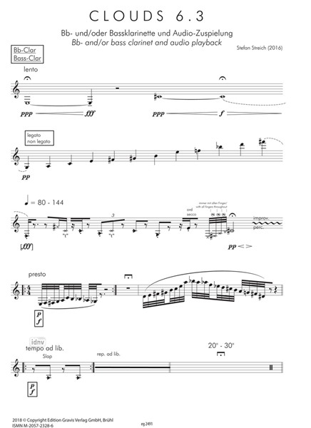 Clouds 6.3 für Klarinette und Audio-Zuspielung (2016) Clouds 6.3 für Klarinette und Audio-Zuspielung (2016)