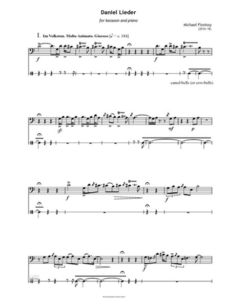 Daniel Lieder für Fagott und Klavier (2016-18) Daniel Lieder für Fagott und Klavier (2016-18)