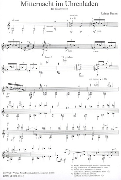Mitternacht im Uhrenladen für Gitarre solo Mitternacht im Uhrenladen für Gitarre solo