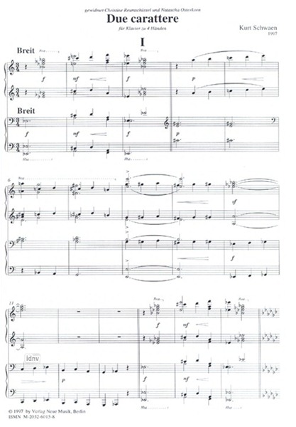 Due carattere für Klavier zu vier Händen Due carattere für Klavier zu vier Händen