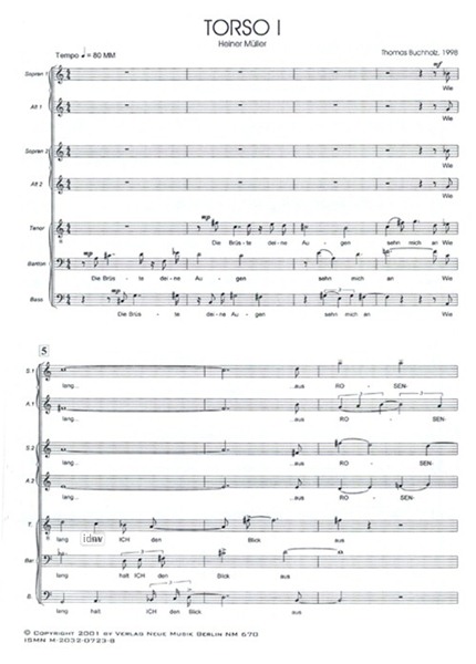Fünf Torsi für Chor (1998) Fünf Torsi für Chor (1998)