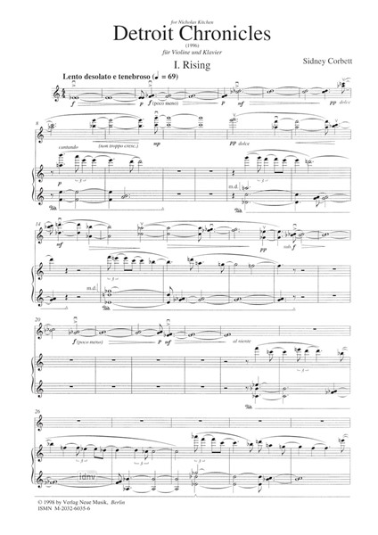Detroit Chronicles für Violine und Klavier (1996) Detroit Chronicles für Violine und Klavier (1996)